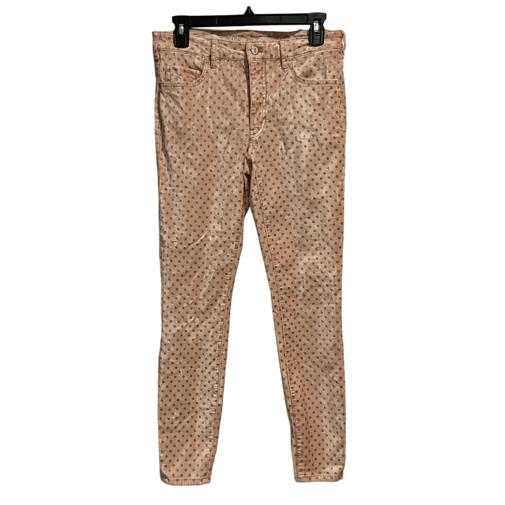 Pilcro and the Letterpress Velvet Polka Dot Skinny Ankle Jeans Pink/Tan